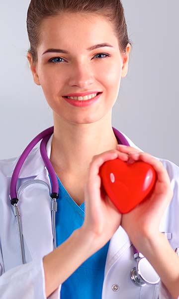 женщина доктор с игрушечным сердцем в руках